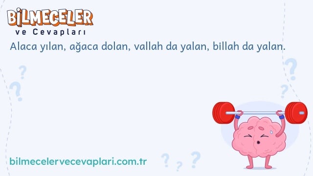 Alaca yılan, ağaca dolan, vallah da yalan, billah da yalan.