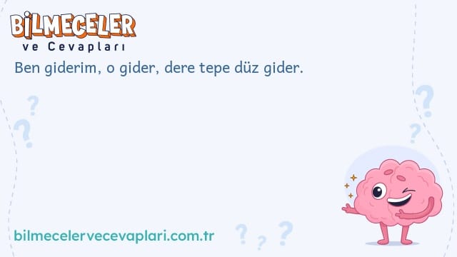 Ben giderim, o gider, dere tepe düz gider.