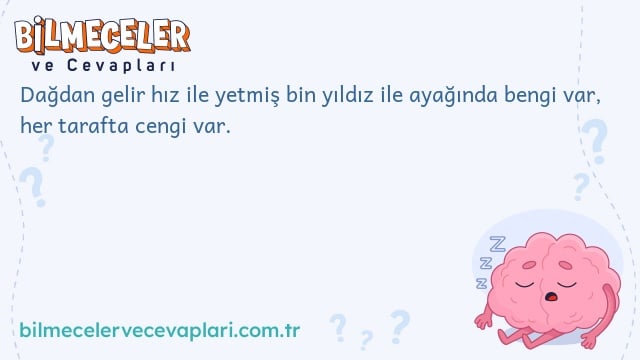 Dağdan gelir hız ile yetmiş bin yıldız ile ayağında bengi var, her tarafta cengi var.