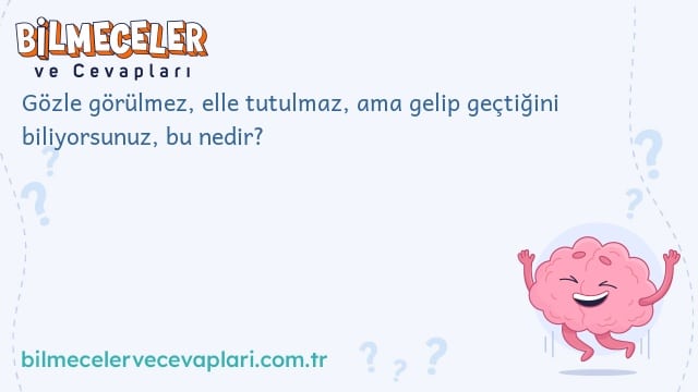 Gözle görülmez, elle tutulmaz, ama gelip geçtiğini biliyorsunuz, bu nedir?