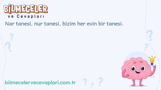 Nar tanesi, nur tanesi, bizim her evin bir tanesi.