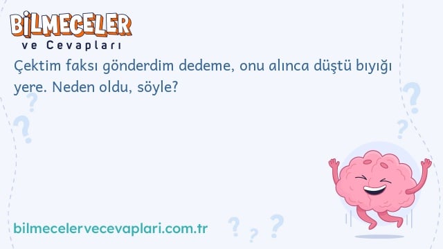 Çektim faksı gönderdim dedeme, onu alınca düştü bıyığı yere. Neden oldu, söyle?