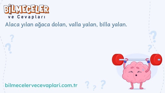 Alaca yılan ağaca dolan, valla yalan, billa yalan.