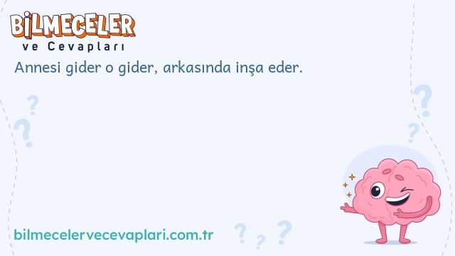 Annesi gider o gider, arkasında inşa eder.