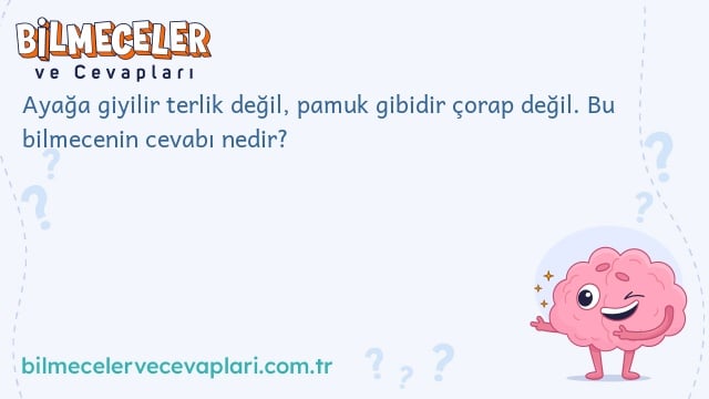 Ayağa giyilir terlik değil, pamuk gibidir çorap değil. Bu bilmecenin cevabı nedir?