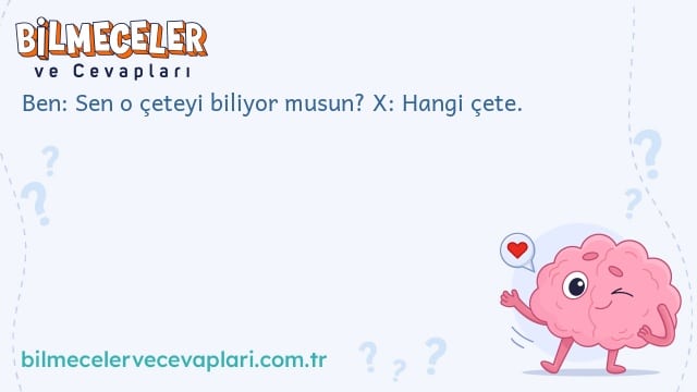 Ben: Sen o çeteyi biliyor musun? X: Hangi çete.