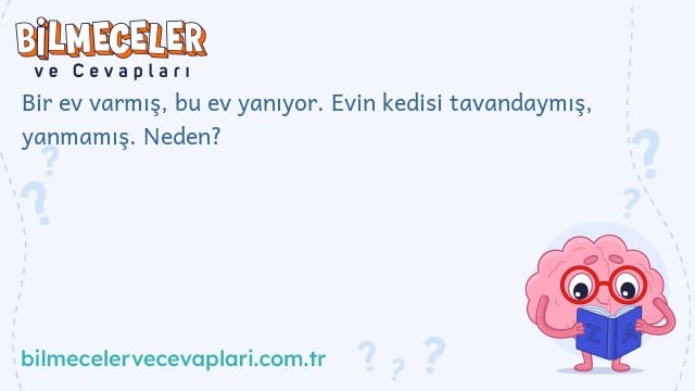 Bir ev varmış, bu ev yanıyor. Evin kedisi tavandaymış, yanmamış. Neden?