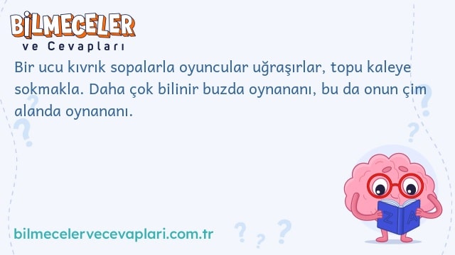 Bir ucu kıvrık sopalarla oyuncular uğraşırlar, topu kaleye sokmakla. Daha çok bilinir buzda oynananı, bu da onun çim alanda oynananı.