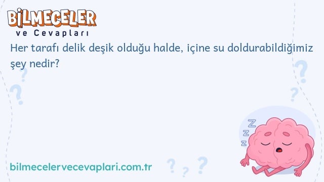 Her tarafı delik deşik olduğu halde, içine su doldurabildiğimiz şey nedir?