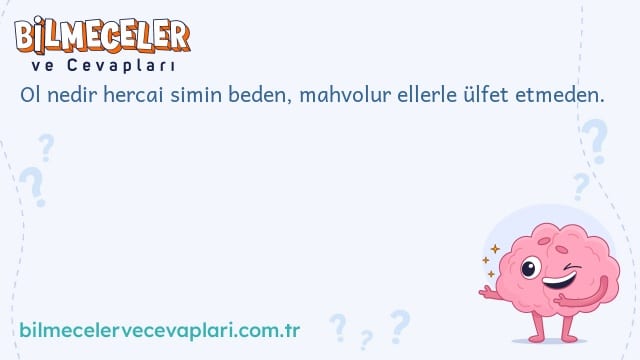 Ol nedir hercai simin beden, mahvolur ellerle ülfet etmeden.