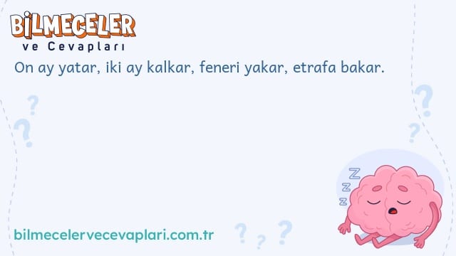 On ay yatar, iki ay kalkar, feneri yakar, etrafa bakar.