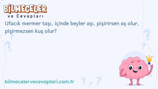 Ufacık mermer taşı, içinde beyler aşı, pişirirsen aş olur, pişirmezsen kuş olur?