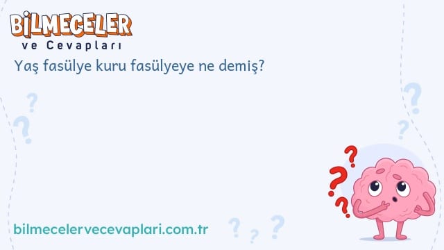 Yaş fasülye kuru fasülyeye ne demiş?