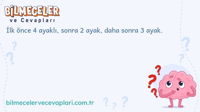 İlk önce 4 ayaklı, sonra 2 ayak, daha sonra 3 ayak.